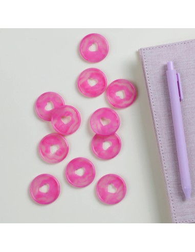 Medium - 11 anneaux en plastique -  Berry Pink Translucent Swirl