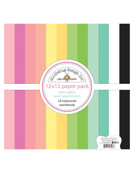 BLOC DE 12 CARDSTOCK TEXTURÉS 30,5 x 30,5cm - 230g/m2 - pastel