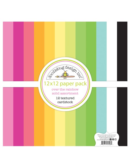 BLOC DE 12 CARDSTOCK TEXTURÉS 30,5 x 30,5cm - 230g/m2 - couleurs vives