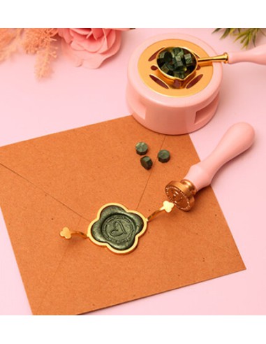 2 moules à sceau de cire à cacheter - rond + 4 demis côtés - wax seal shapers