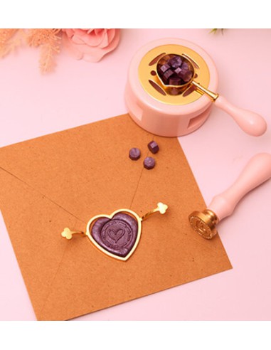 2 moules à sceau de cire à cacheter - coeur + rond ondulé wax seal shaper
