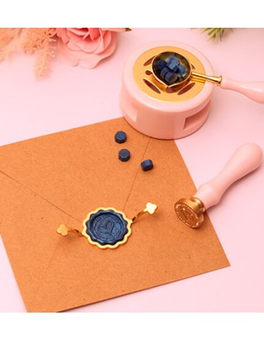 2 moules à sceau de cire à cacheter - coeur + rond ondulé wax seal shaper