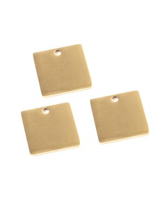 3 breloques en ACIER doré inoxydable - CARRÉ