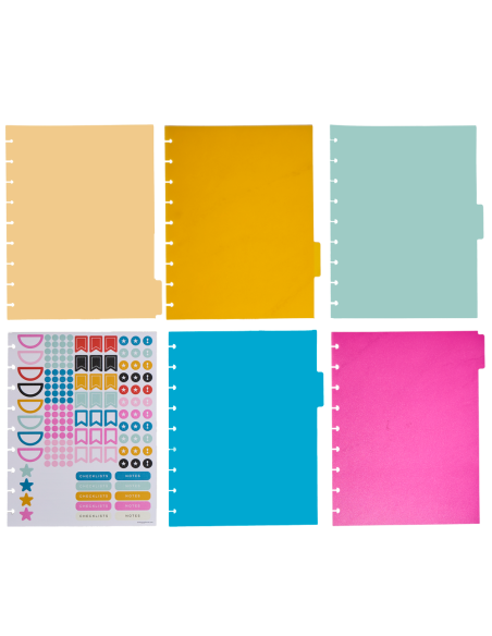 CLASSIC - 5 intercalaires en plastique + stickers - Happy Brights