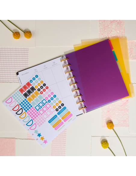 CLASSIC - 5 intercalaires en plastique + stickers - Happy Brights