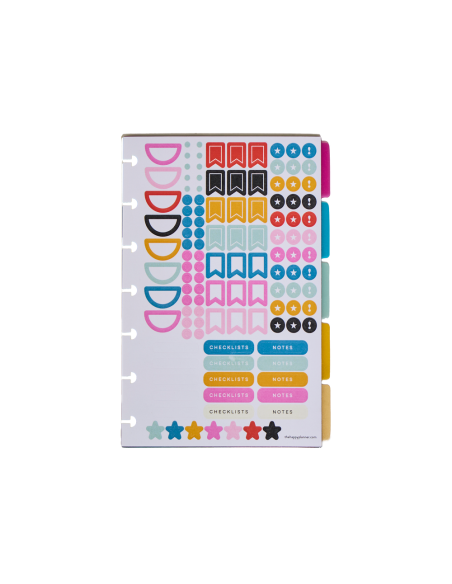 MINI - 5 intercalaires en plastique + stickers - Happy Brights