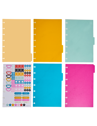 MINI - 5 intercalaires en plastique + stickers - Happy Brights