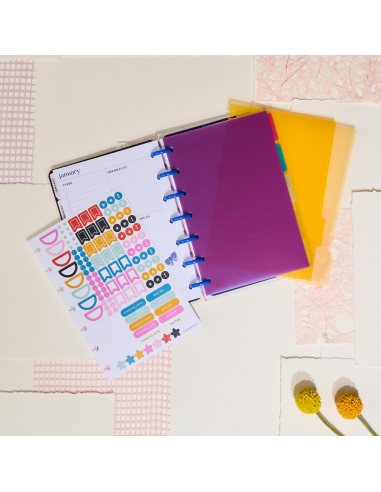 MINI - 5 intercalaires en plastique + stickers - Happy Brights