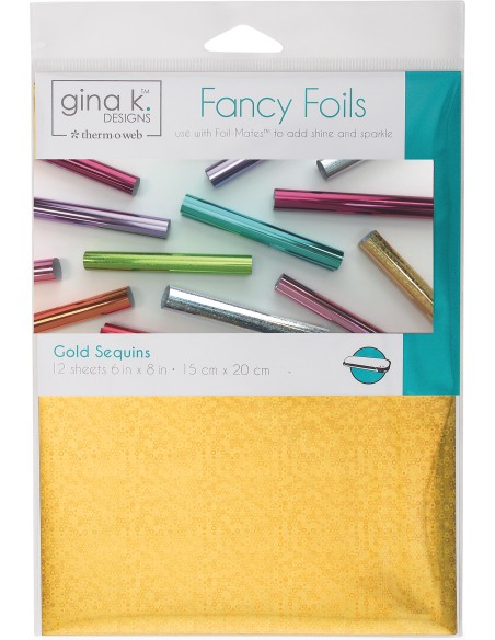 GINA K - FANCY FOIL thermique 15 x 20 cm - 12 feuilles - sequins dorés