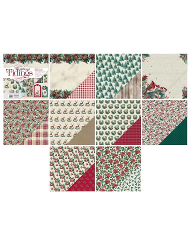 18 Cardstocks thème Noël : 30,5 x 30,5 cm - 200g/m2 - imprimé recto/verso - Timeless Tiding