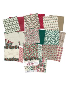 18 Cardstocks thème Noël : 30,5 x 30,5 cm - 200g/m2 - imprimé recto/verso - Timeless Tiding 2