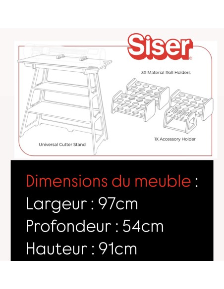 Meuble universel pour machine de découpe SISER + support à outils + 3 rangements 12 rouleaux