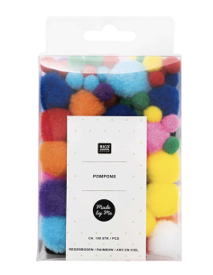 Ponpons arc en ciel, 100pcs