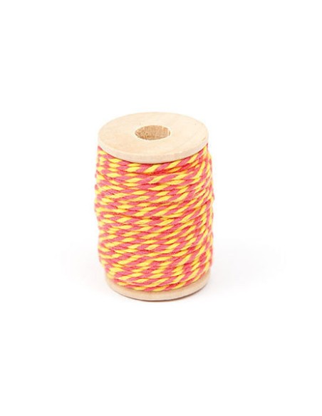cordelette COTON JAUNE/ROSE FUCHSIA