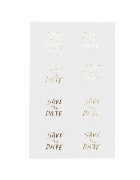 32 Autocollants SAVE DATE, Or