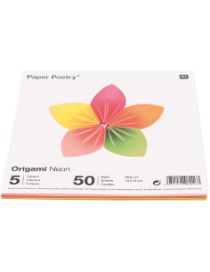 Bloc 50 feuilles papier Origami 80g, 15x15cm - fluo