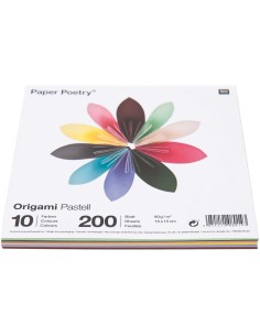 Bloc 200 feuilles papier Origami 80g, 15x15cm - pastel