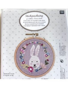 Kit complet de broderie au point de croix. : lapin