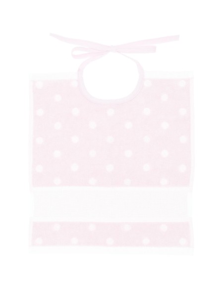 BAVOIR 30 x 34cm - avec zone à broder aida - ROSE/BLANC