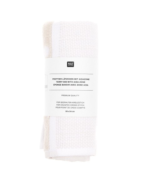 BAVOIR 30 x 34cm - avec zone à broder aida - BEIGE/BLANC