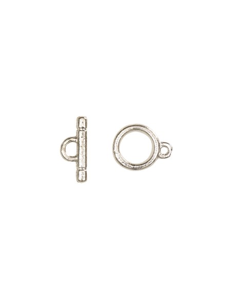 FERMOIR TOGGLE AVEC ROSE, METAL ARGENTÉ