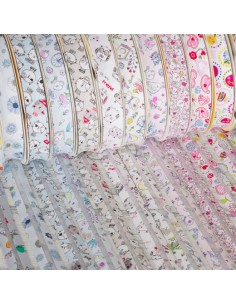 BIAIS FANTAISIE 40/20 FLEURS - vendu au mètre - couleurs assorties