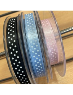 RUBAN FANTAISIE PETIT POIS rose OU bleu ou noir - vendu au mètre