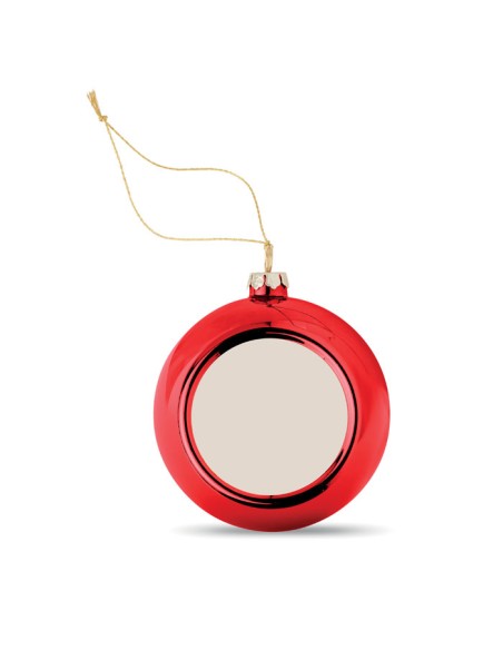 BOULE DE NOËL ROUGE AVEC PLAQUE SUBLIMABLE