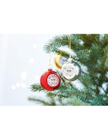 BOULE DE NOËL ROUGE AVEC PLAQUE SUBLIMABLE
