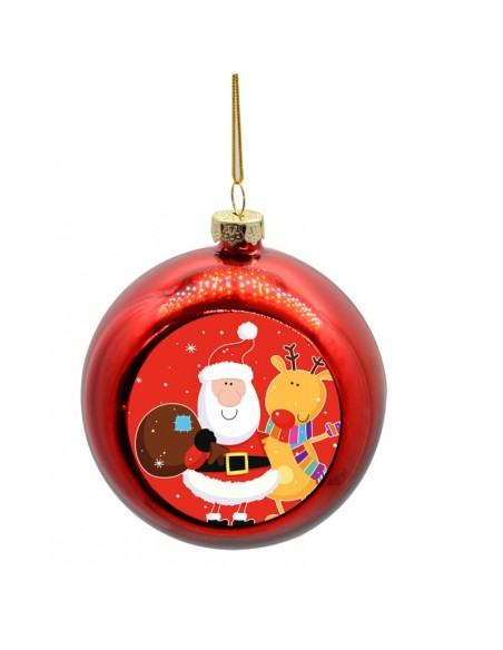 BOULE DE NOËL ROUGE AVEC PLAQUE SUBLIMABLE