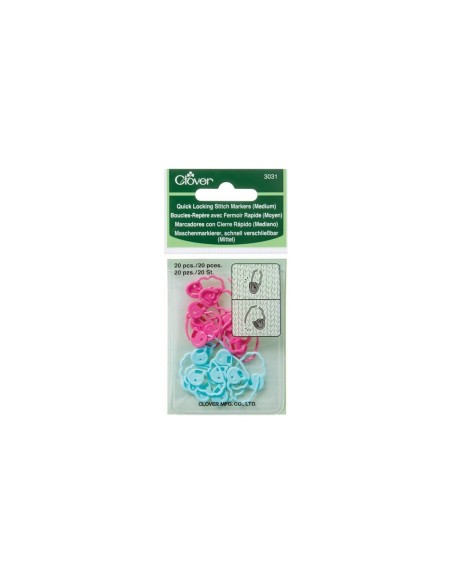20 Marqueurs de maille pour crochet tricot - Repère avec Fermoir Rapide - CLOVER