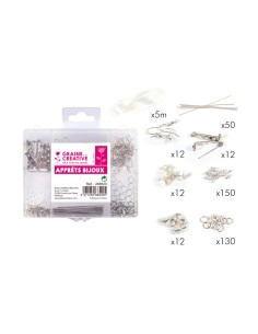 Coffret d'apprêts bijoux couleur argent - 407 pèces