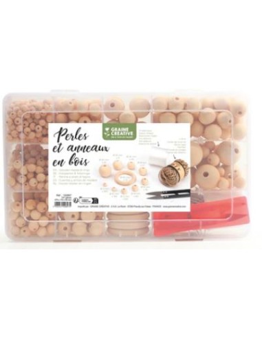 Coffret perle et anneau en bois 747 Pièces