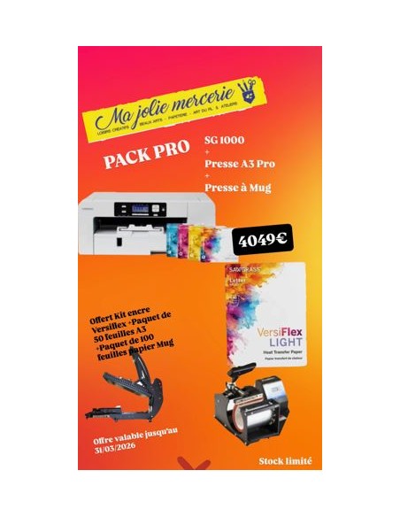 PACK SUBLIMATION PRO : Imprimante Sawgrass + Presse Pro + Presse Mug + Consommables OFFERTS