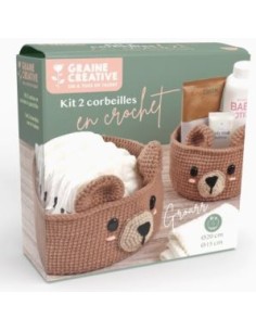 KIT 2 CORBEILLES CROCHET OURSON