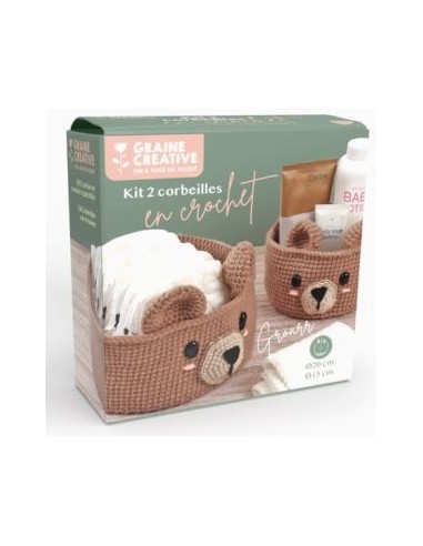 KIT 2 CORBEILLES CROCHET OURSON