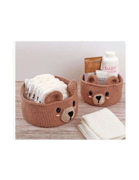 KIT 2 CORBEILLES CROCHET OURSON