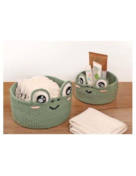 KIT CROCCHET 2 CORBEILLE GRENOUILLE