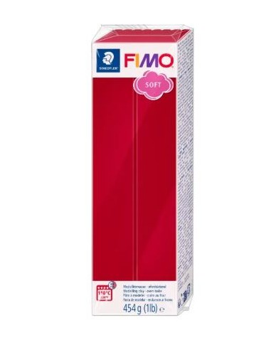 PATE POLYMERE FIMO SOFT  ROUGE CERISE  454g