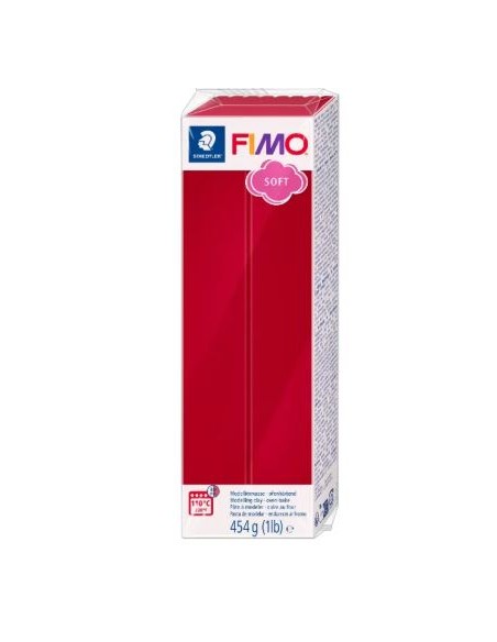 PATE POLYMERE FIMO SOFT  ROUGE CERISE  454g