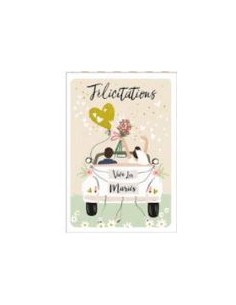 Carte double + enveloppe "Félicitations vive les mariés"