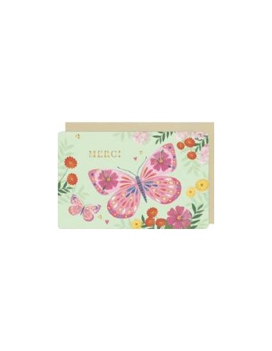 CARTE DOUBLE "MERCI"+ ENVELOPPE