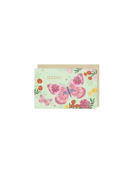 CARTE DOUBLE "MERCI"+ ENVELOPPE