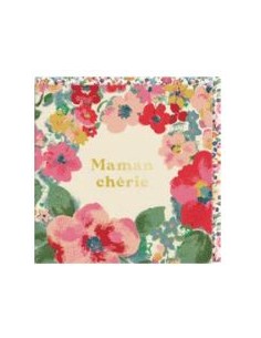 CARTE DOUBLE 10.5X10.5 + ENVELOPPE "MAMAN CHERIE"