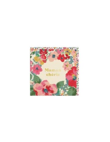 CARTE DOUBLE 10.5X10.5 + ENVELOPPE "MAMAN CHERIE"