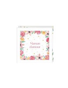 Carte double 15x15 + enveloppe "Maman d'amour"