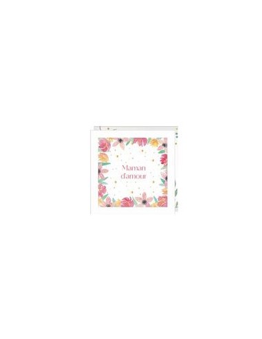 Carte double 15x15 + enveloppe "Maman d'amour"