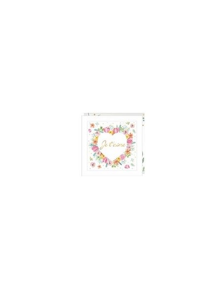 Carte double 15x15 + enveloppe "je t'aime"