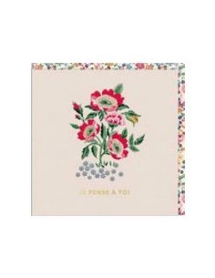 Carte double 10.5x10.5 + enveloppe "Je pense à toi"