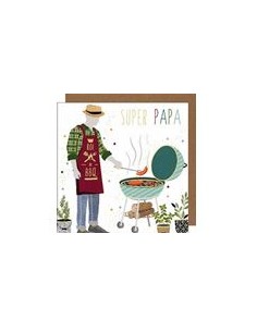 Carte double 17x17 + enveloppe " SUPER PAPA"